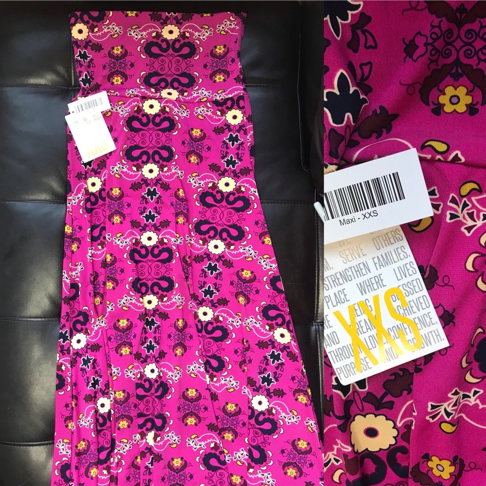 LulaRoe Maxi XXS Magenta and Yellow Floral